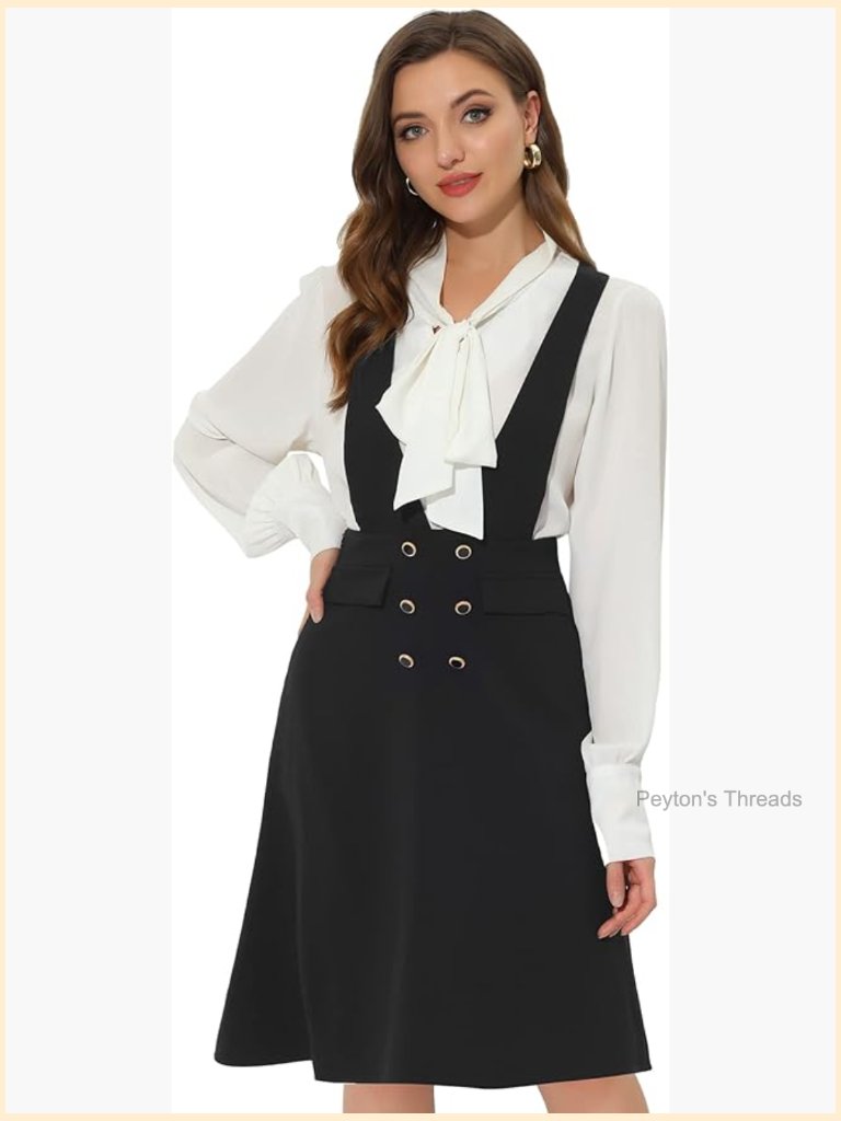 Midi Overalls Dress Pinafore With Adjustable Straps